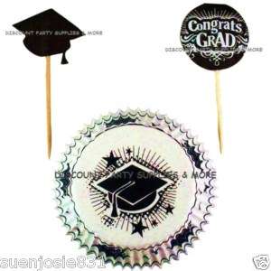Graduation Cupcake Baking Cups & Picks Combo Pack 24pk  