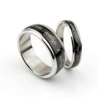   Matching Black Titanium Ring Set Wedding Bands Fashion Custom engraved