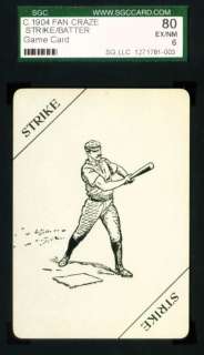 1904 Fan Craze Baseball Game Card STRIKE BATTER SGC 80  