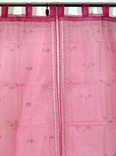 Pink Sari Designer India Window Curtains Sheer Panels  