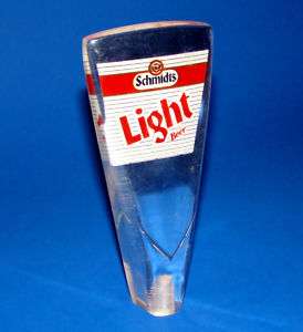 Beer Tap Handle Schmidts Light Beer Lucite Tall Style  