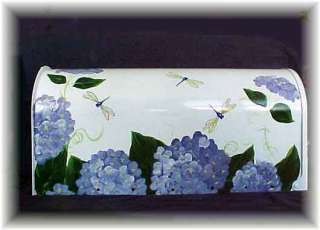 Dragonflies+Blue Hydrangeas Cool Hand Painted Mailboxes  