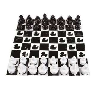 Rubber Duck CHESS SET Game Black White Ducky Fun 13 1/2 Inches 