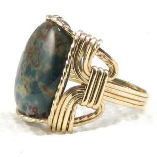 Ancient Bloodstone Heliotrope Ring 14K Rolled Gold Customizable 