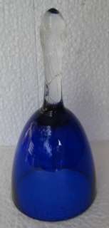 OLD ENGLISH Blue CRYSTAL GLASS DINNER BELL no clapper  