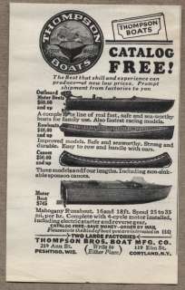   Vintage Ad Thompson Boats Mahogany Runabout,Canoes,Rowboats  