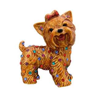 Butler and Wilson Large Yorkshire Dog with Multi Crystals Brooch (Code 