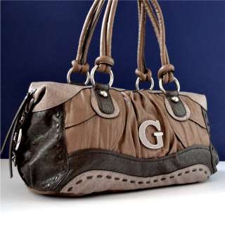 Guess Brown Taupe Railroad Handbag Purse Bag  