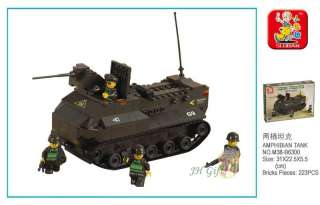 Army Amphibian Tank with Minifigs Military Building Block Brick 223pcs