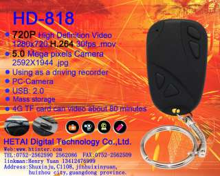 1280x720 HD Key Chain Camera Driver Recorder Viedo DVR  