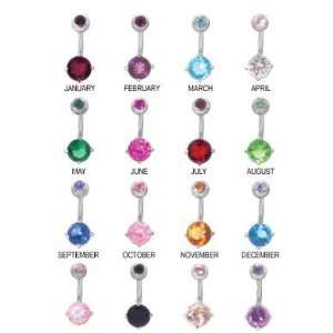   Birthstone with Prong Set   Belly Rings   14g 3/8 Length   Sold