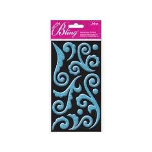  Bling   Blue Puffy Flourish Dimensional Stickers