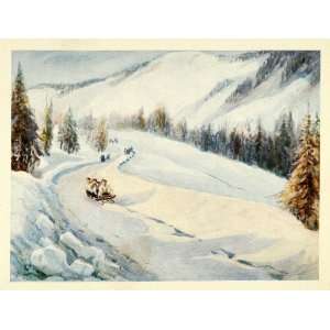  1907 Print Bobsledding Sledding Children Bobsled Winter 