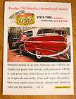 1958 Lincoln Fender 58 Lincoln Vista Simoniz Car Wax Ad