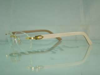 Genuine CARTIER SIENA Rimless WHITE & BEIGE T8100854 Eyeglasses Frames 