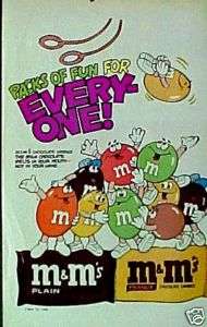 1986 M&Ms Plain & Peanut Candy Cartoon Comic Book AD  