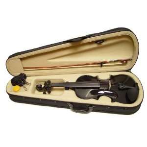   Violin w/Bow, Case, and Rosin   Solid Black Musical Instruments