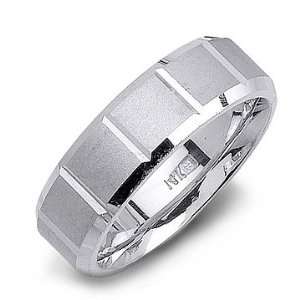  High End Satin Brushed 14K White Gold Wedding Band Ring Jewelry