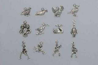 Sterling Silver 12 DAYS OF CHRISTMAS CHARMS  