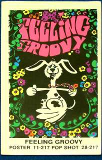 OLD UNUSED MINIATURE FEELING GROOVY PSYCHEDELIC BLACK LIGHT POSTER 