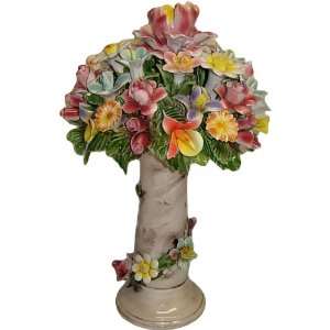   Italian Capodimonte Assorted Flower Basket on Column