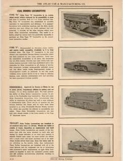 Atlas Car Metal Mining Locomotives Coal Mine 1951 AD  