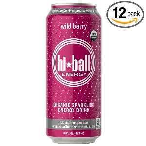 Hiball Energy Sparkling Organic Juice Drink, Wild Berry, 16 Ounce 