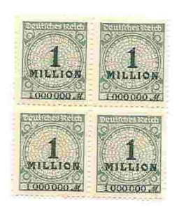   Inflation Stamps (Blk of 4 each) 1 & 10 Million Mark Stamps MNH  