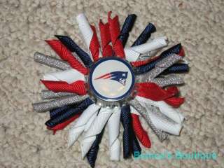  PATRIOTS Professional Girls Korker Ribbon Hairbow Bow Clip NFL  