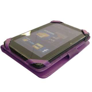 EMPIRE  Kindle Fire Purple Leather Folio Strap Case Cover 