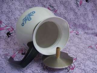 Tea Kettle VTG Corning Ware White Cornflower Blue 4 Cup  