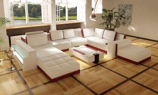 Contemporary Living Room Sectional Sofa Set with Table and Ottoman 