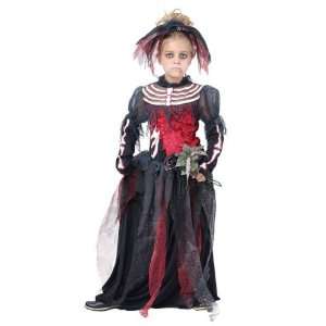  Skeleton Bride Childs Halloween Fancy Dress Costume L 