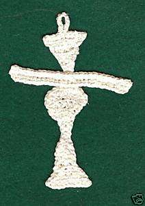 Victorian Crochet Cross, White, Unusual shape, Bookmark  