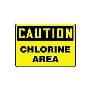  CAUTION CHLORINE AREA Sign   7 x 10 .040 Aluminum