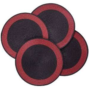   Montenegro Set of 4 Round Placemat, Chocolate Red