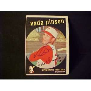 Vada Pinson Cincinnati Redlegs #448 1959 Topps Signed Autographed 