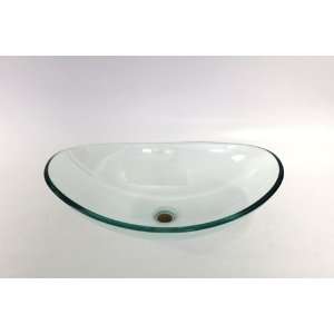   Thickness Bathroom Oval Style Clear Tempered Glass Vessel Sink Bowl