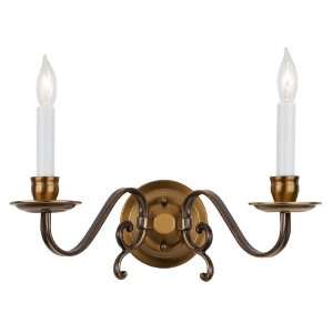 Holtkoetter 2702 AB Traditional Flemish Two Light Wall Sconce, Antique 