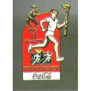 Atlanta 1996 Olympic Torch Relay Pin. Coca Cola Sponsor Tie in 