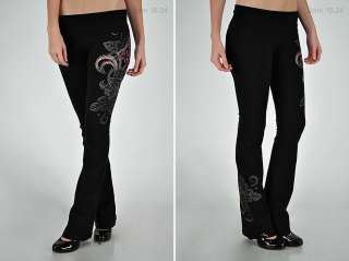 Yoga Pants with Antique Hand Print Fleur De Lis Very High Quality S M 