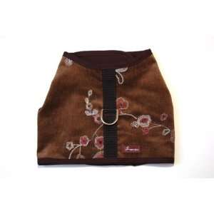  Small Brown Embroidered Floral Frannies Small Dog Harness 