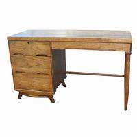 46 Vintage Ash Italian Style Single Pedestal Desk  