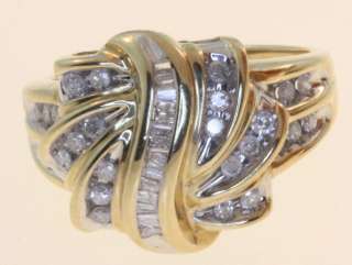   gold womens .47cttw diamond cluster ring ladies 5.4g vintage estate 7