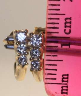 14k yellow gold .25cttw diamond half hoop earrings 1.8g vintage estate 