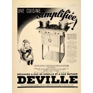  1936 French Ad Deville Cook Stove Kitchen Range Vintage 