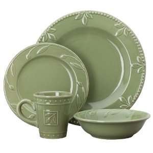  Housewares Sorrento Stoneware 4 Piece Dinnerware Set,Durable,Green