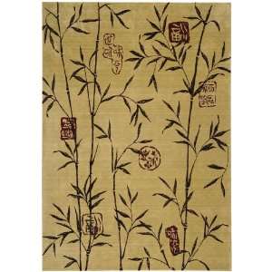   Gold Bamboo Asian Symbols 23 x 8 Runner Rug (CM07)