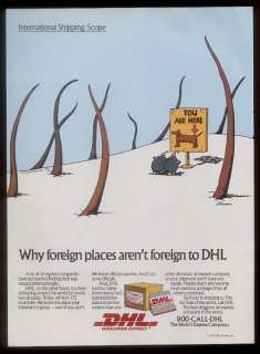 1988 Gary Larson The Far Side dog & fleas cartoon DHL Express print ad 