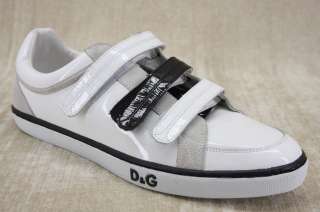 Mens D&G Dolce Gabbana Butterfly White Patent Velcro Sneakers tennis 